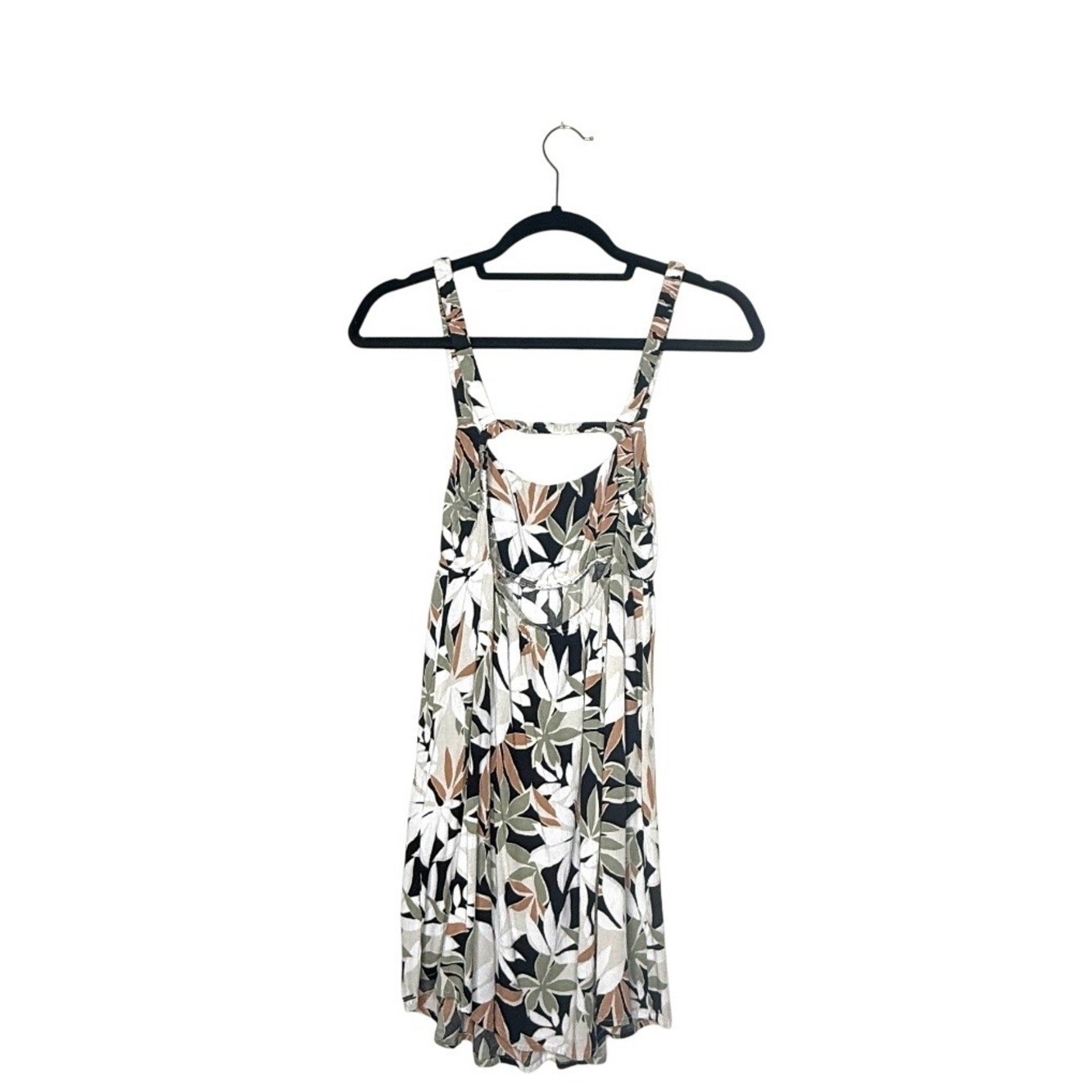 Volcom Women Waverly Tropical Leaf Cut Out Back Cami Mini Dress XS
