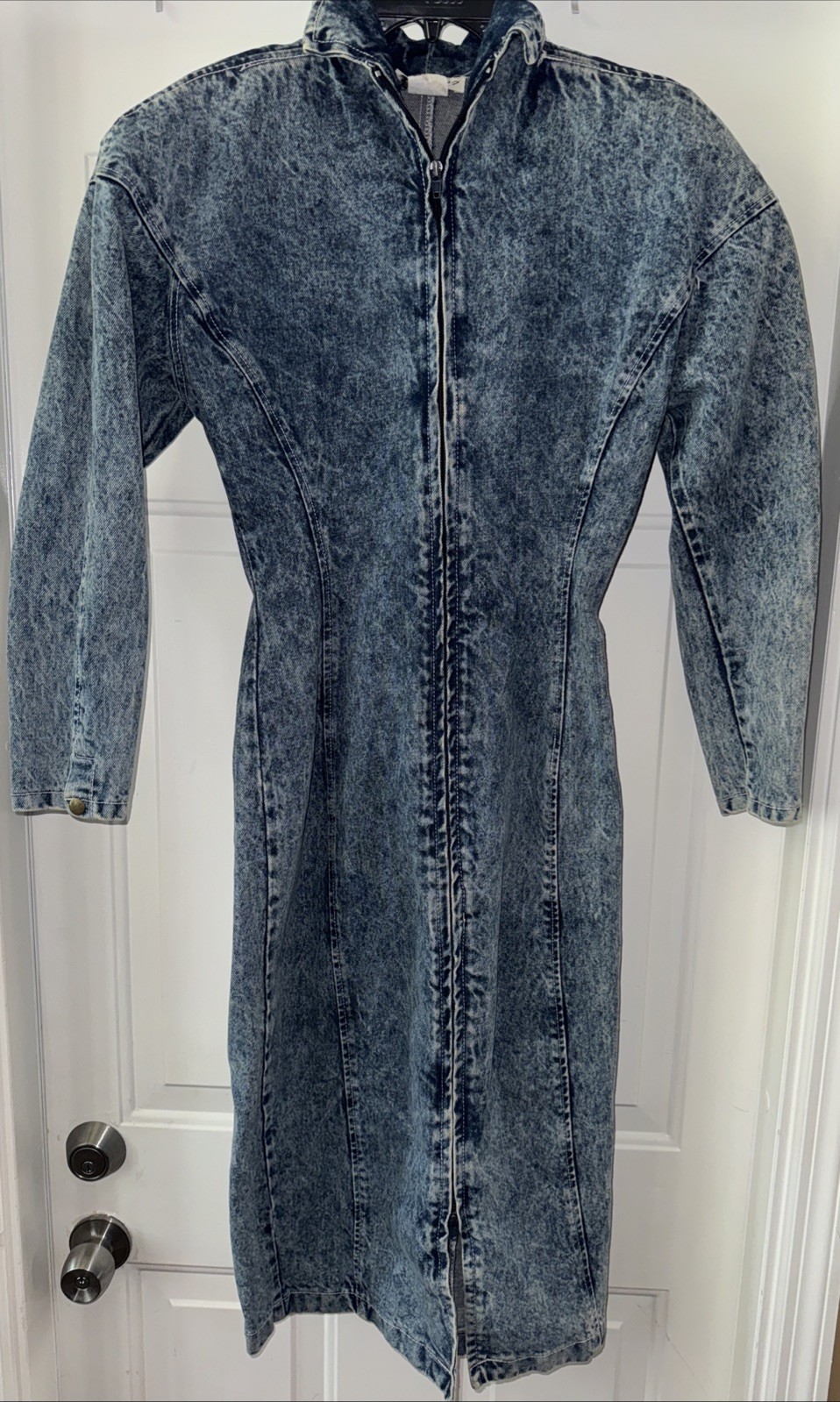 VTG 80’s Paris Blues Acid Washed Denim Full Zip Dress USA 1065C 6012 Size 11