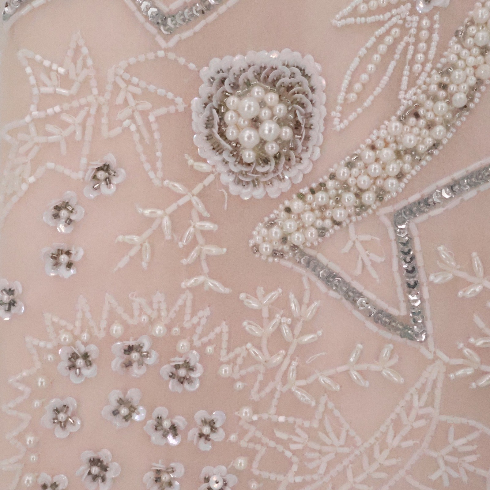 Laurence Kazar Vintage 90s Beaded Silk Cocktail Dress Womens Size PM Blush Pink