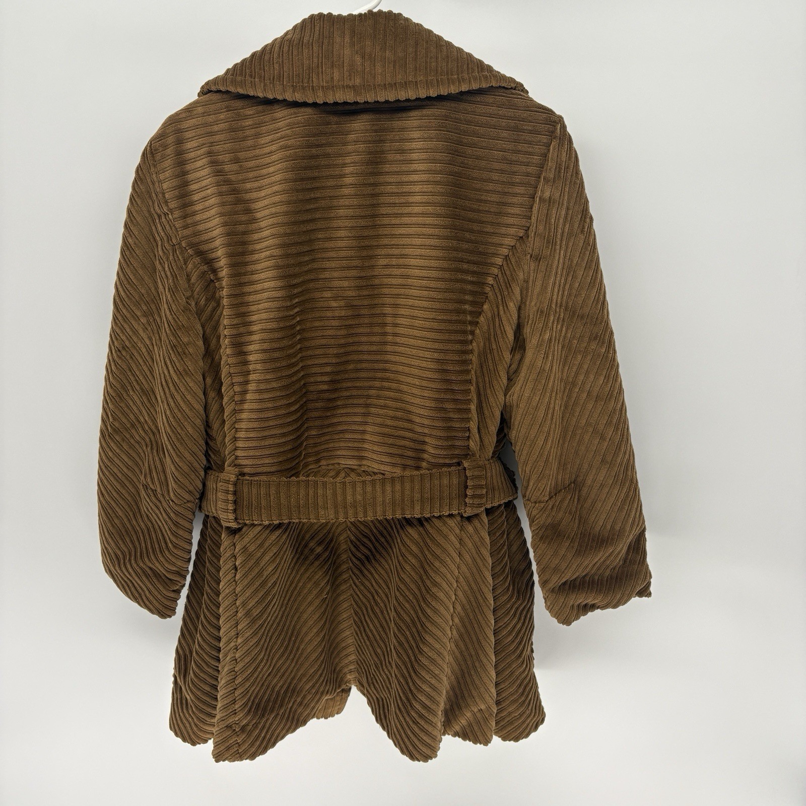Vintage Sears Double Breasted Corduroy Jacket Belted Mid Length Hippy Women XL