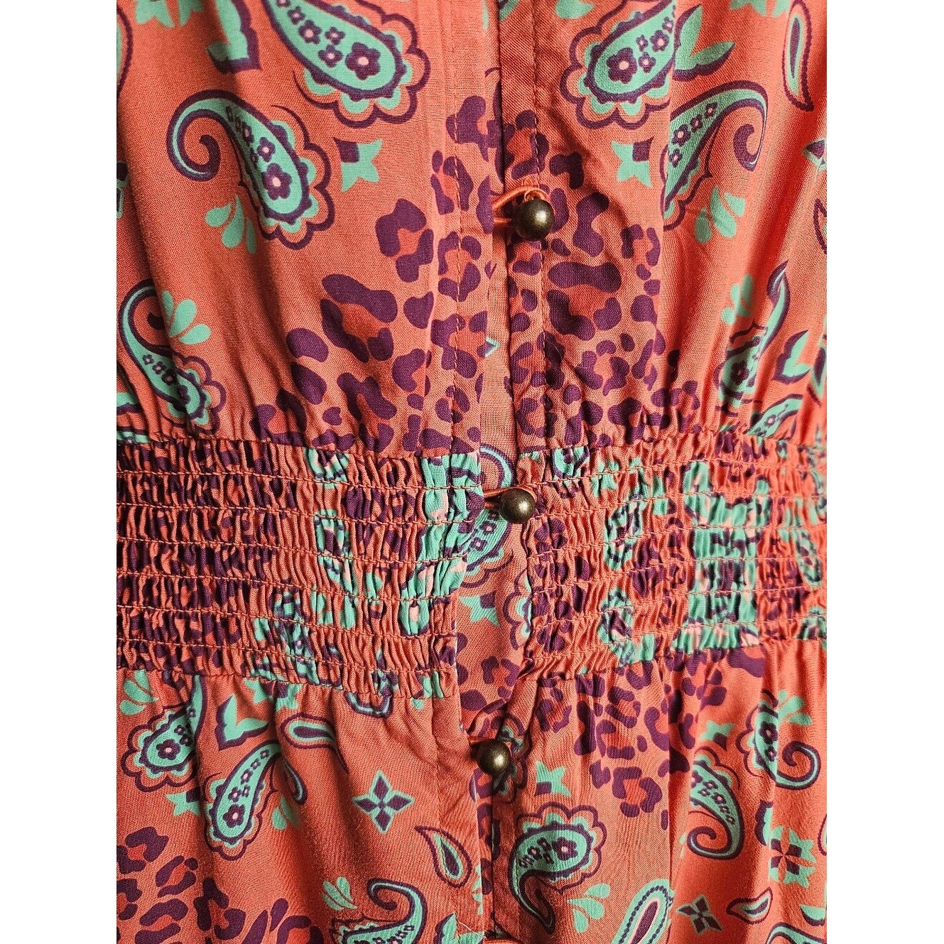 Wrangler Retro Boho Maxi Dress LG High Low Hem Western Country Prairie Cowgirl