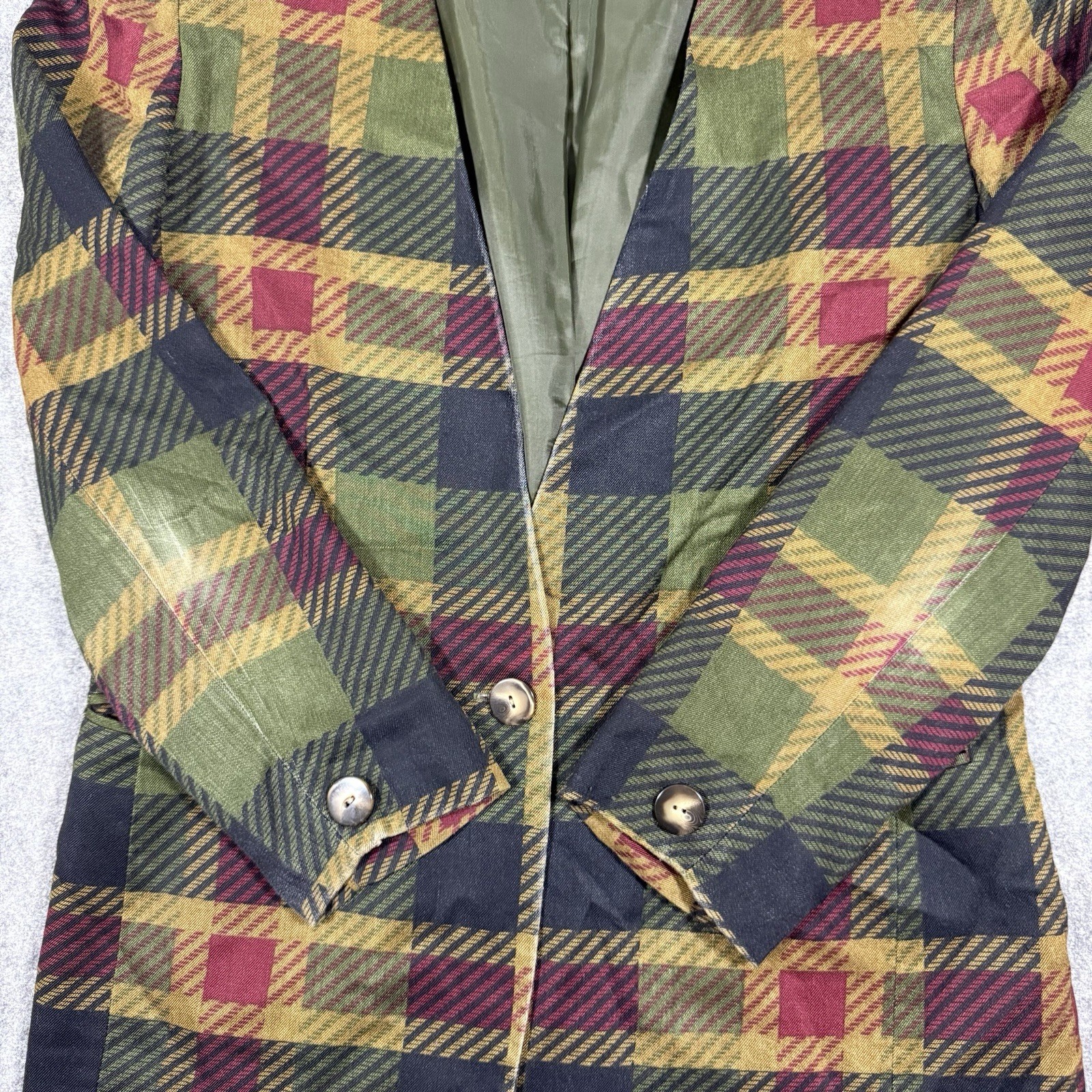 Norton McNaughton Vtg Open Front Blazer Women’s Size Petites 4 Multicolor Plaid