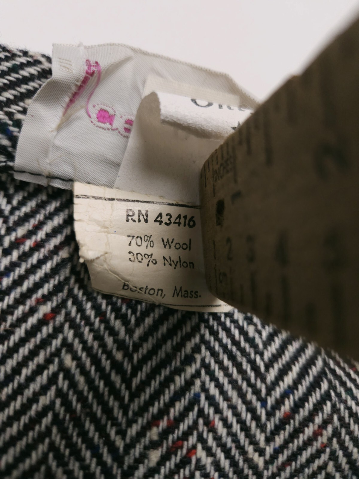 Century Of Boston Vintage Tweed Herringbone Wool Skirt Black White Medium