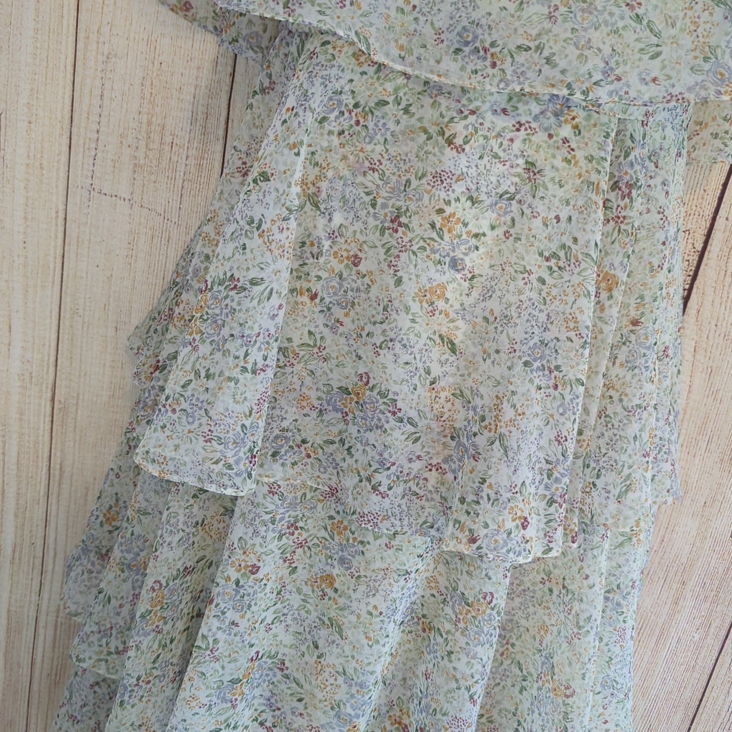 60s / 70s Vintage Marita Anthony Muto Dainty Floral Tiered Tulle Dress Small