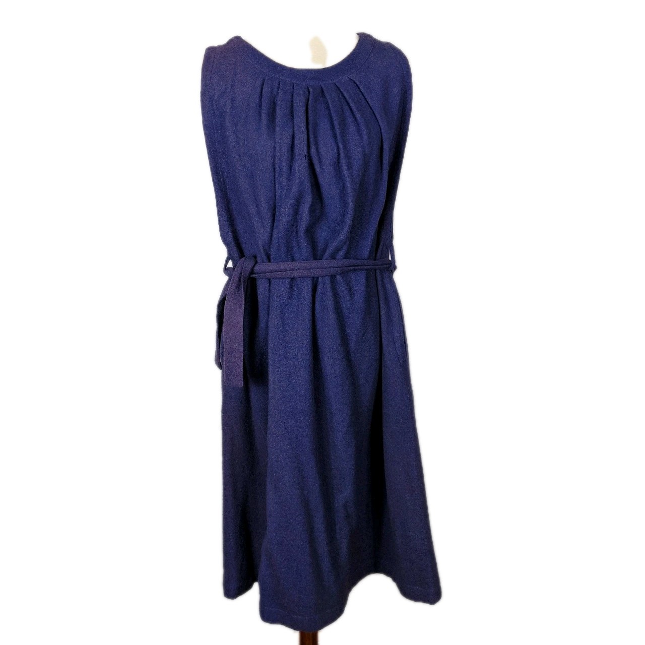Gudule Paris Vintage Purple Sleeveless Belted Dress Wool Made in France Size 10