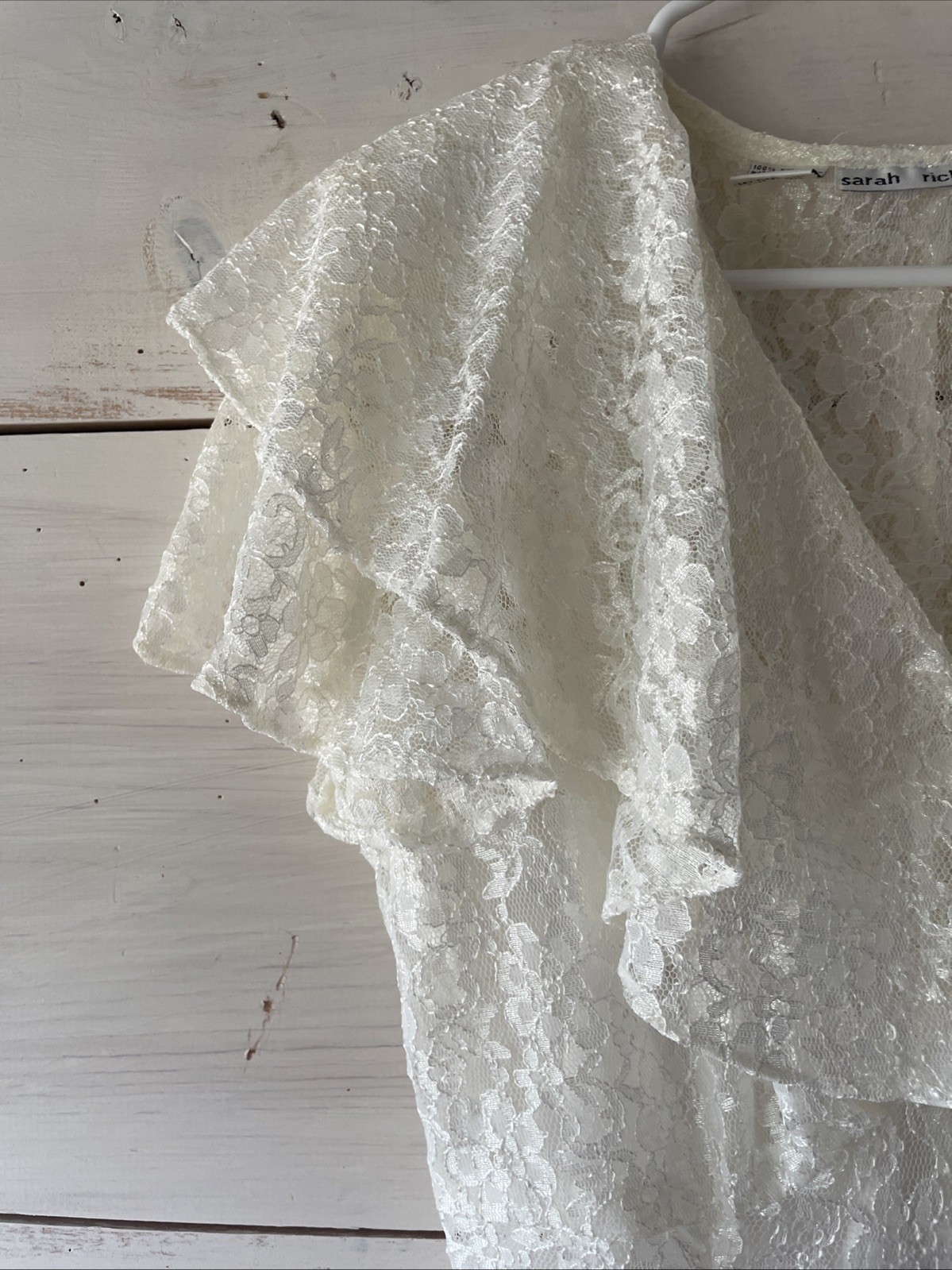 Long White Lacey 1996 Vintage Wedding Dress Sarah Richards Boho Victorian