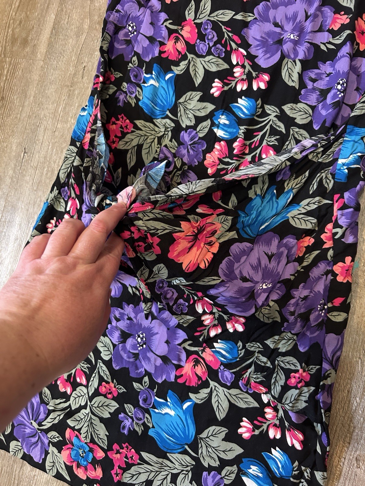 Maggie Lawrence Sport Floral Mini VTG 90’s Dress Faux Wrap Front SZ M Tropical