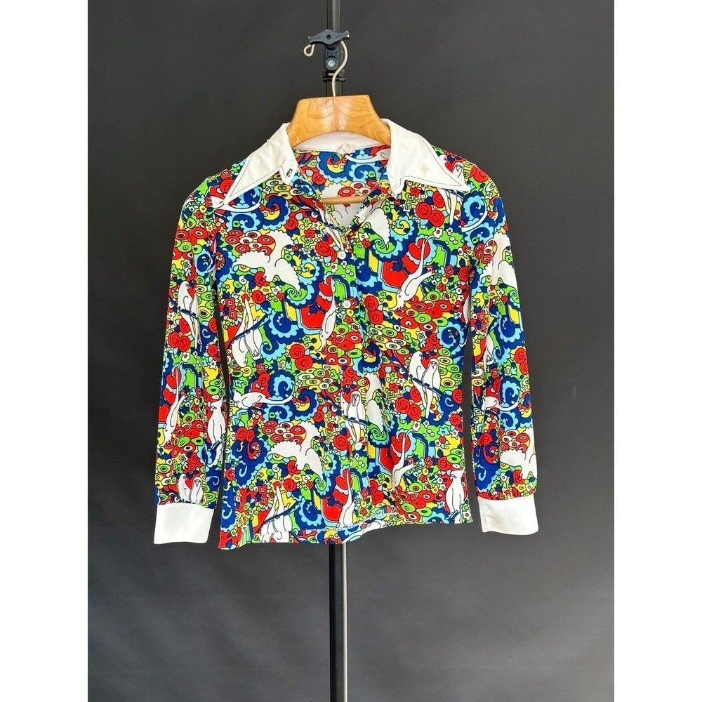 Large – Vintage 70s The SEVENTH Women’s Paisley Pattern Long Sleeve Hippie Chic
