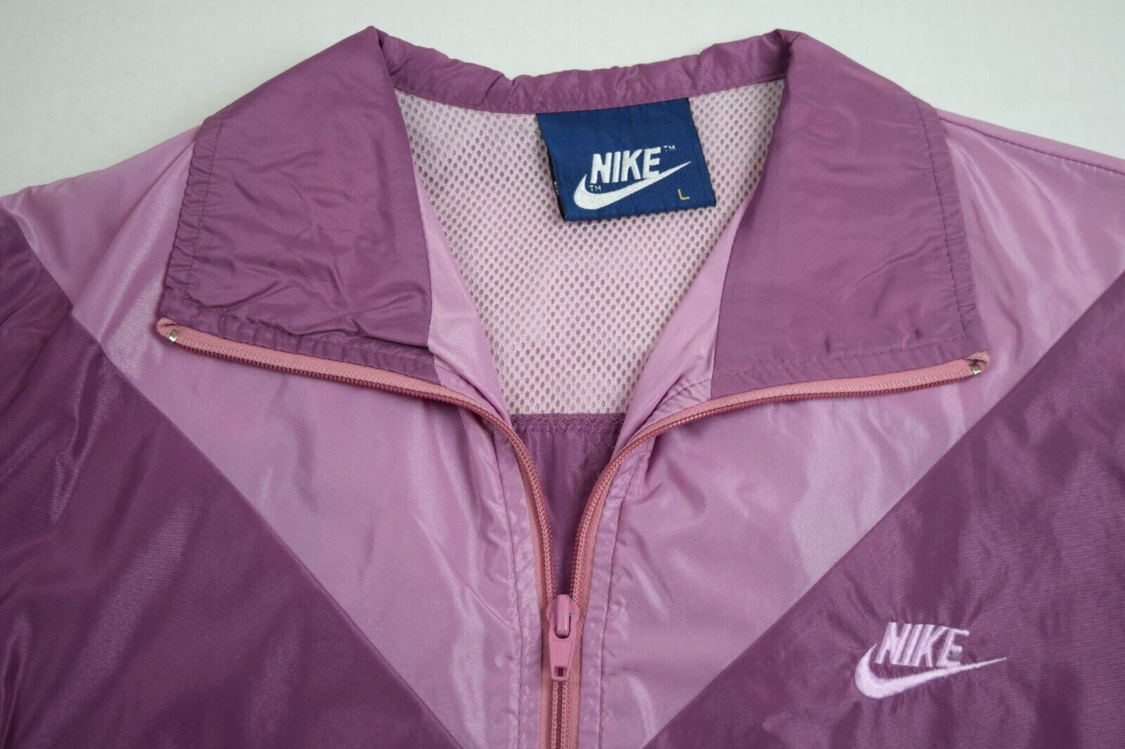 Vintage Nike Windbreaker Jacket Size M/L 80s 2Tone Mauve Embroidery Logo Blue Tg