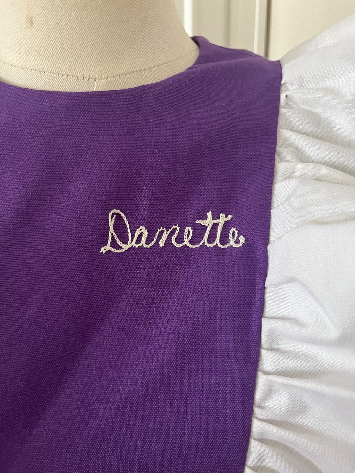 Vtg 1960s Waitress~French Maid Uniform Purple Authentic Embroidered Danette XS