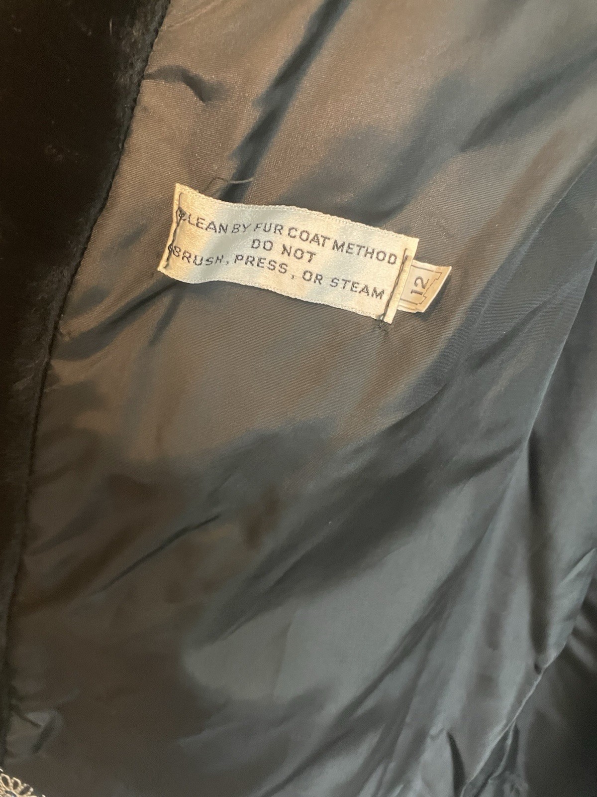 The Halle Bros. Co. Faux Black Fur Coat Size 12 Outdoor Women’s Vintage