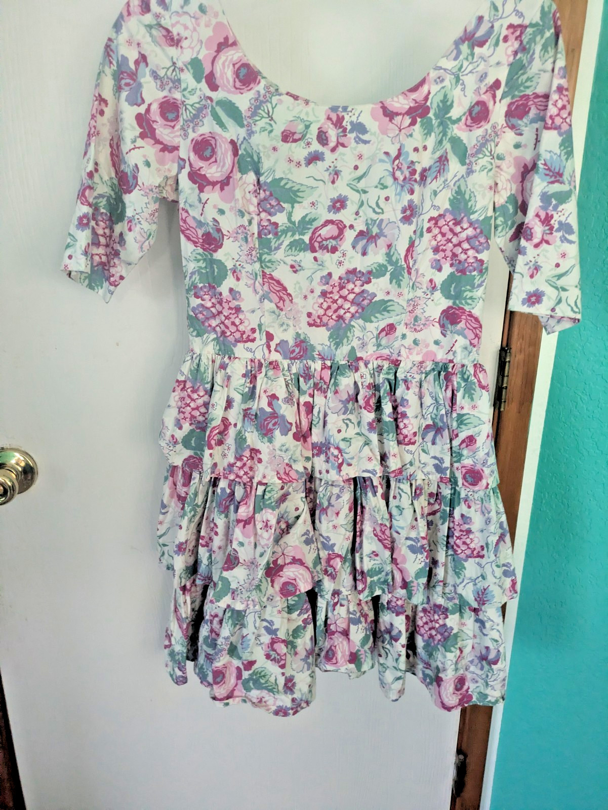 Vtg 80’s LAURA ASHLEY Floral Ruffle Garden Tea Dress 10