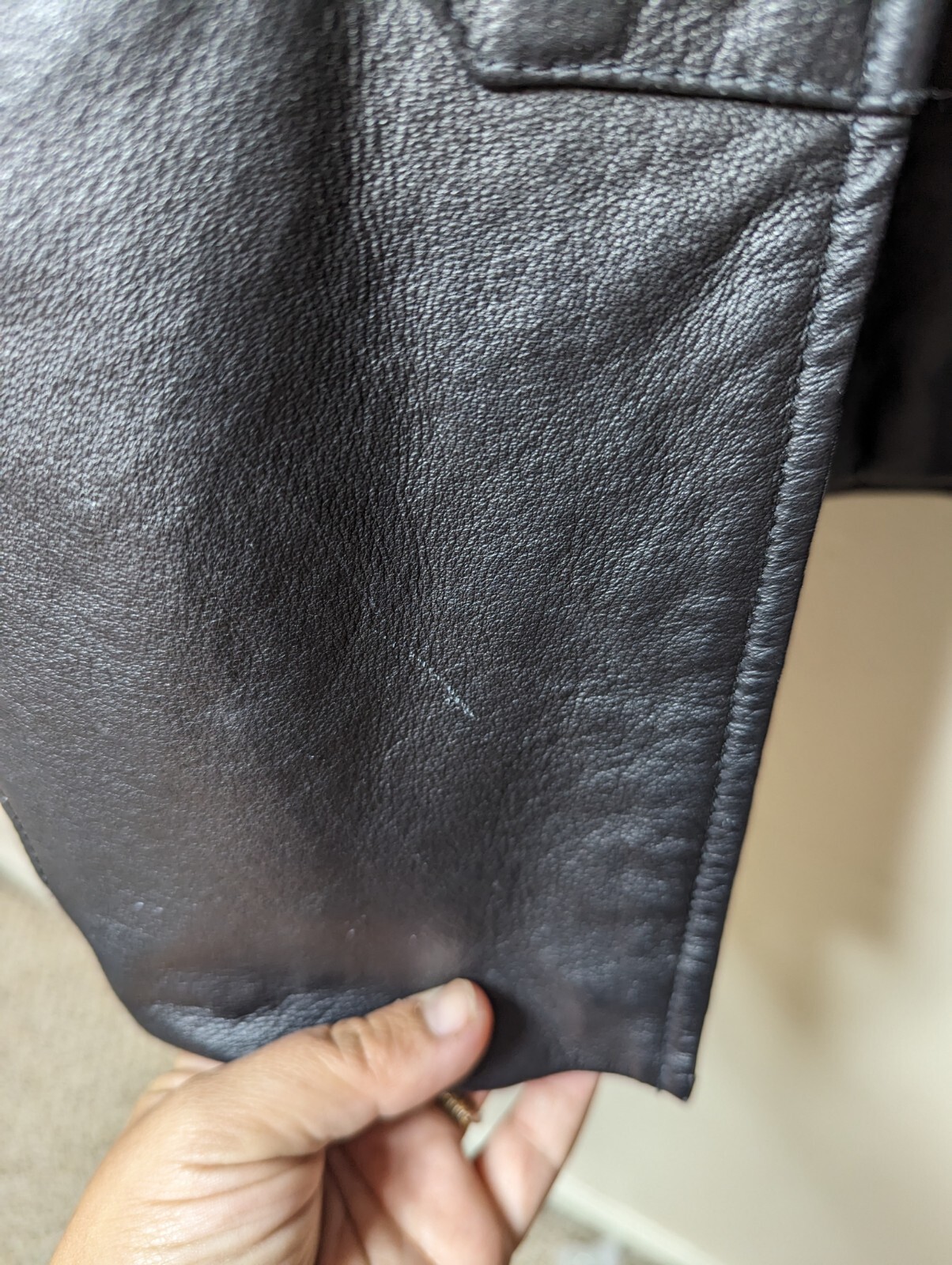 Vintage Black Leather Jacket Size L Salon Studio Haband Button Down Mid Length