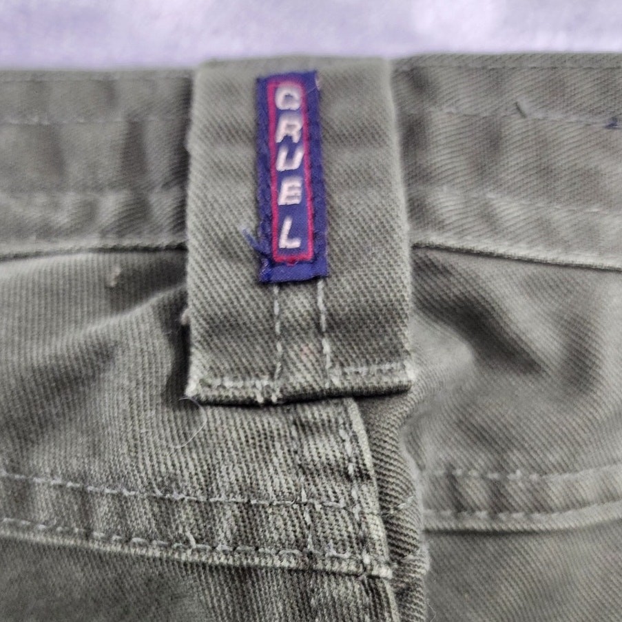Vintage Cruel Girl Pants Womens 33 Green Low Rise Wide Leg Cargo Pockets Grunge