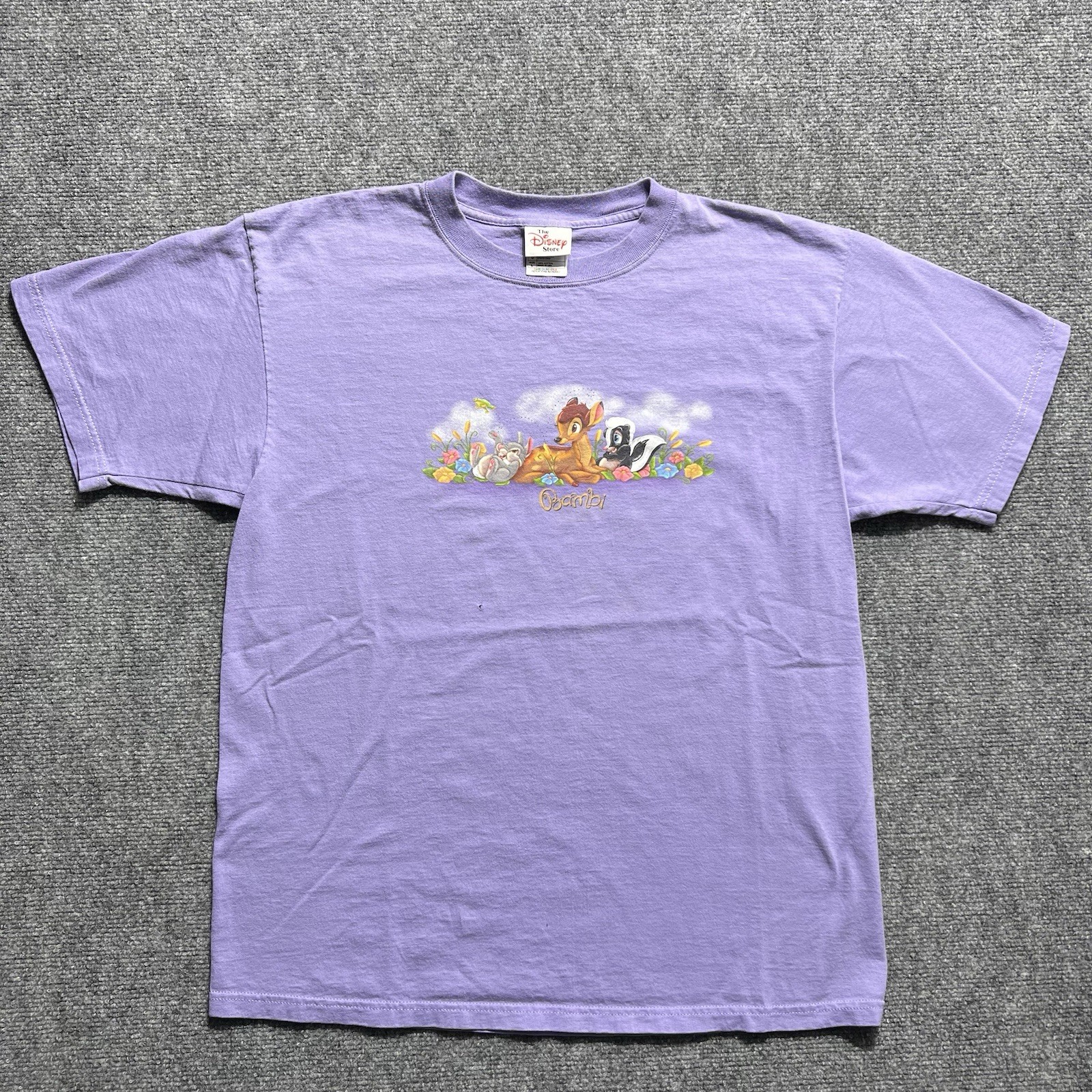 Vtg. 90s Disney Bambi Thumper and Flower T-Shirt Violet Purple Sz L Made in USA