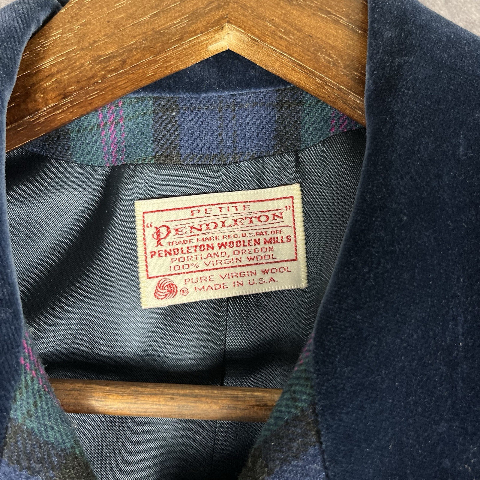Vintage Pendleton Wool Plaid Suit Blazer Pants Set Green Blue Old Money