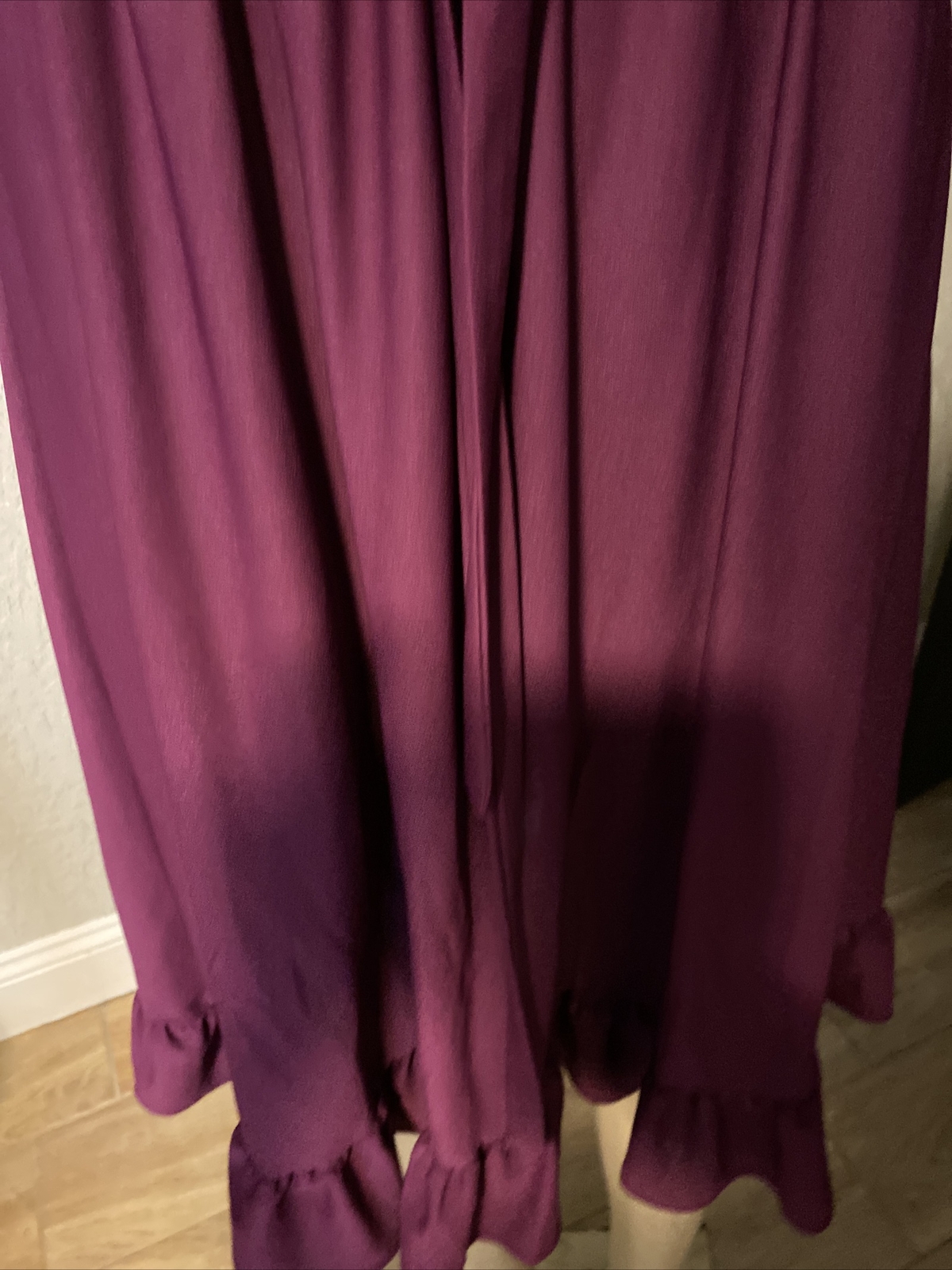 Jerri Gee Vtg 70’s S/S Lace/Ruffle Prairie Boho Victorian Dress Sz 7 PURPLE Y8