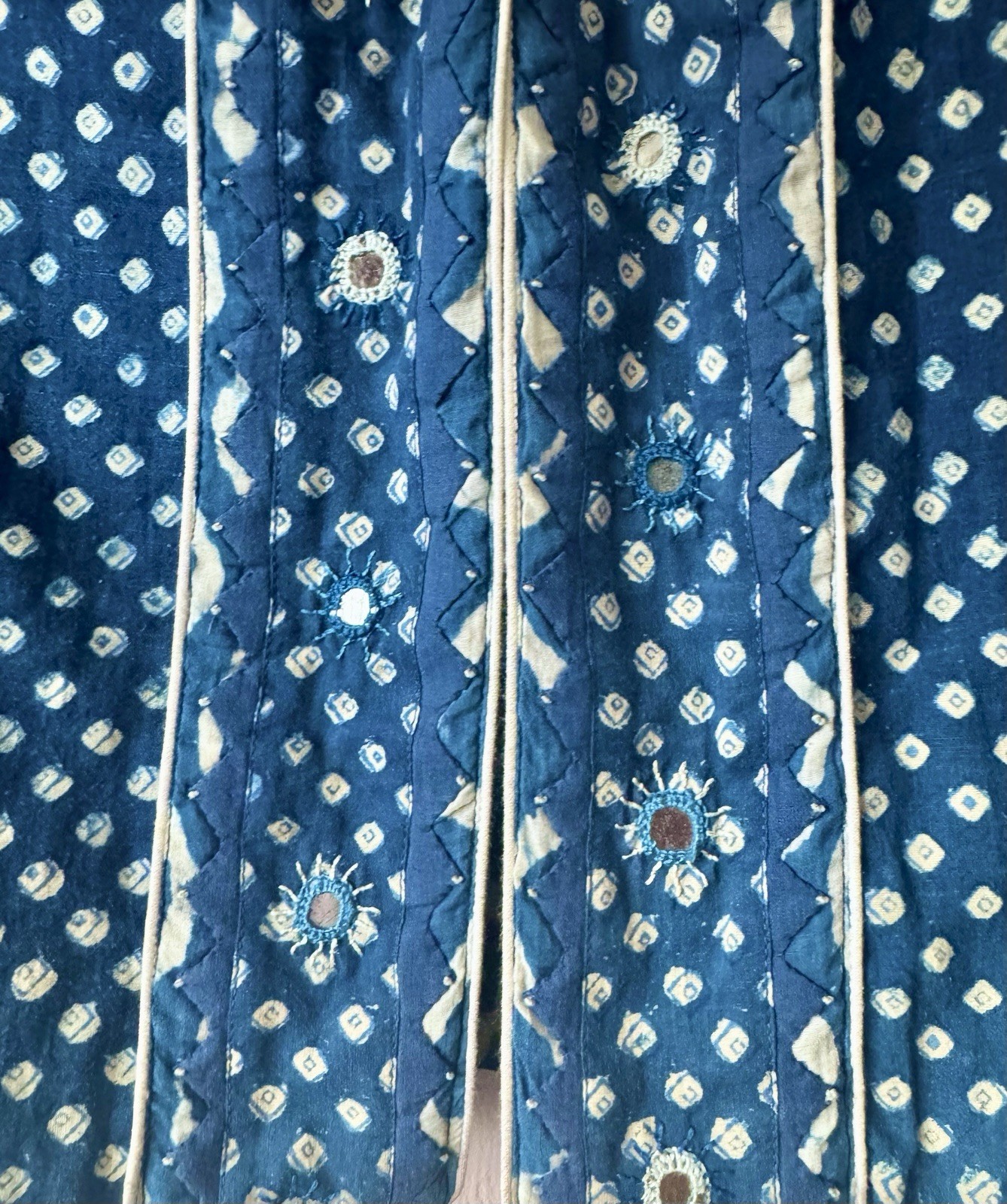 Vintage Anokhi Indian Hand Block Printed Indigo Cotton Kimono Cardigan Jacket