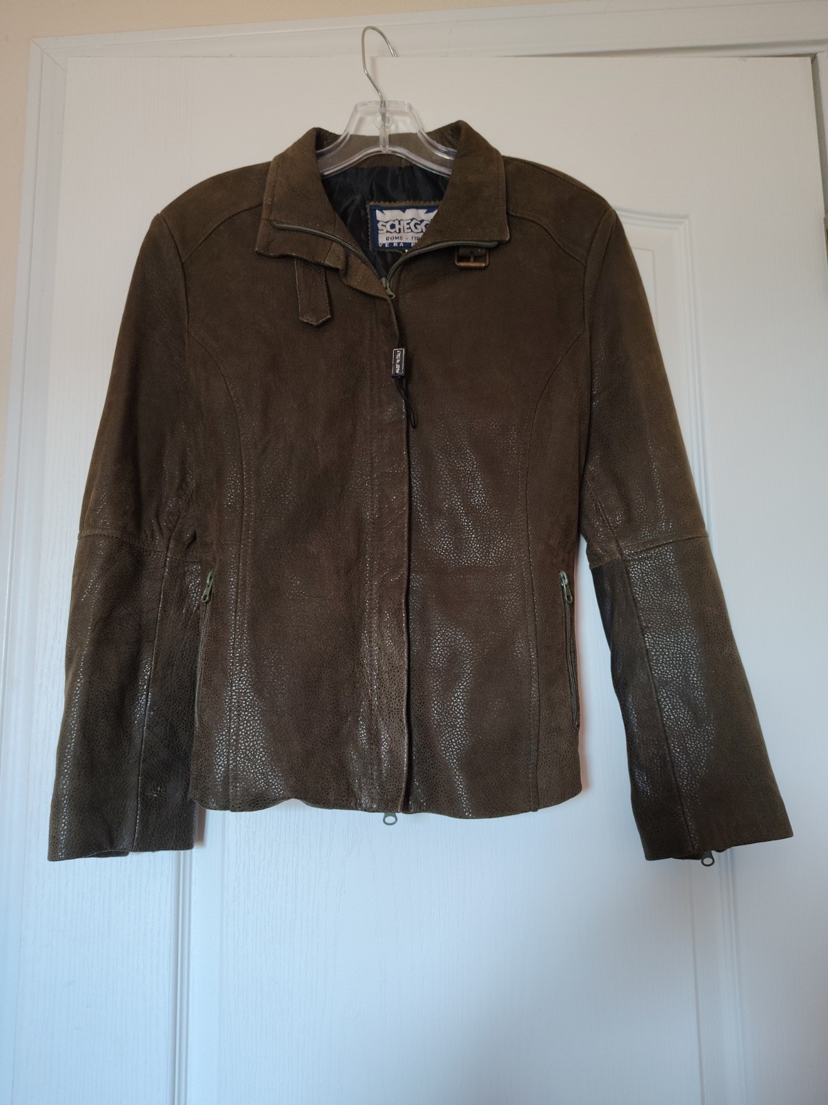 Vintage Schegge Roma Firenze Vera Pelle Leather Jacket Women’s Sz 48 Brown Italy
