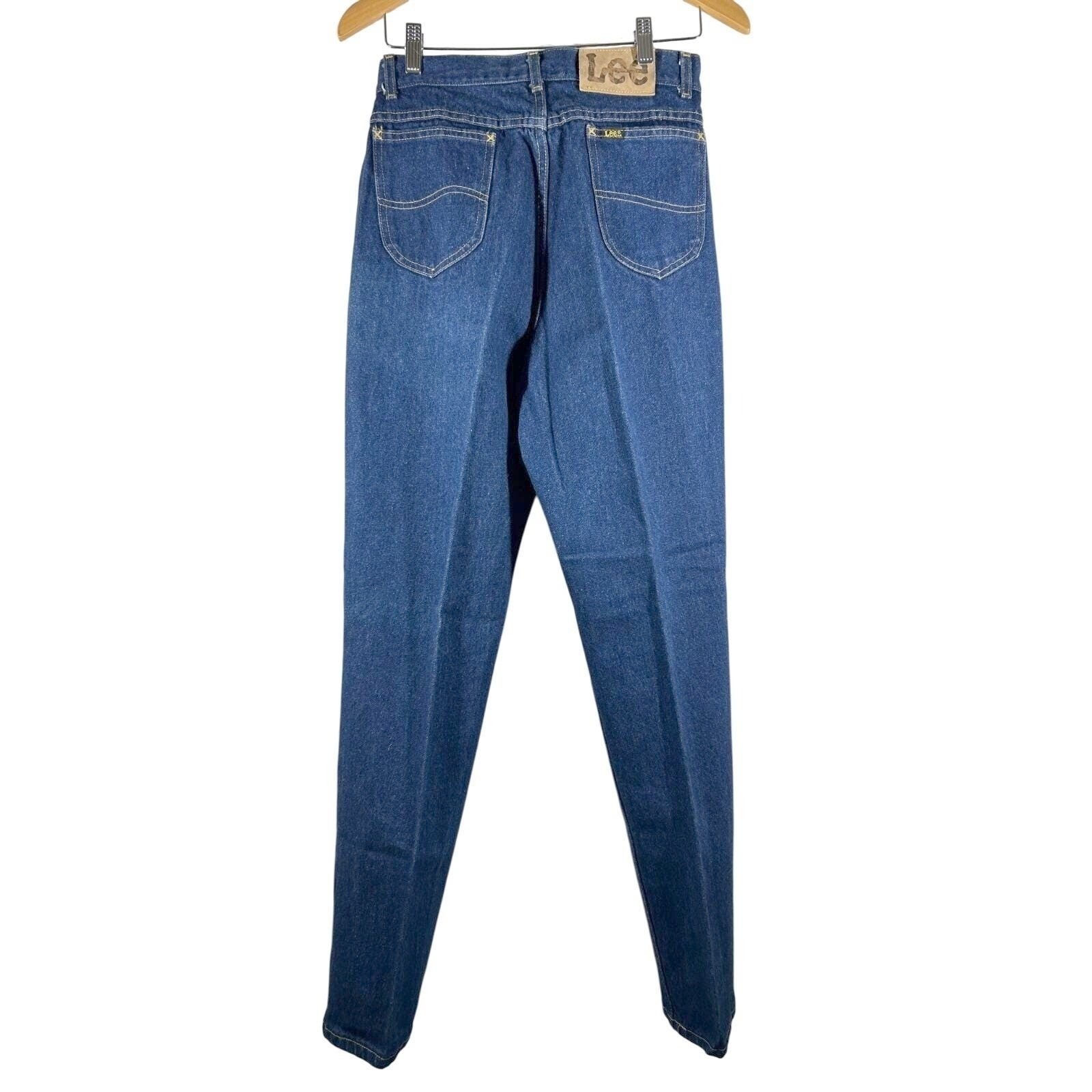 Lee High Waisted Jeans Womens 27 Blue Dark Wash Tapered Mom Vintage 90s Indie
