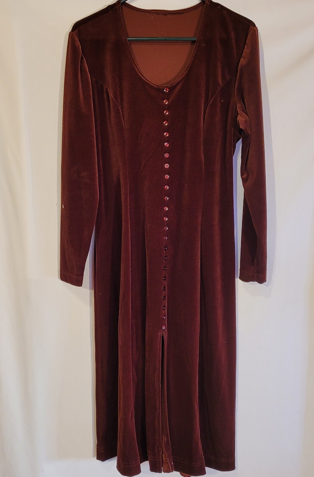 Vintage 90s Dress, Burgundy, Felt Like Material, unbranded