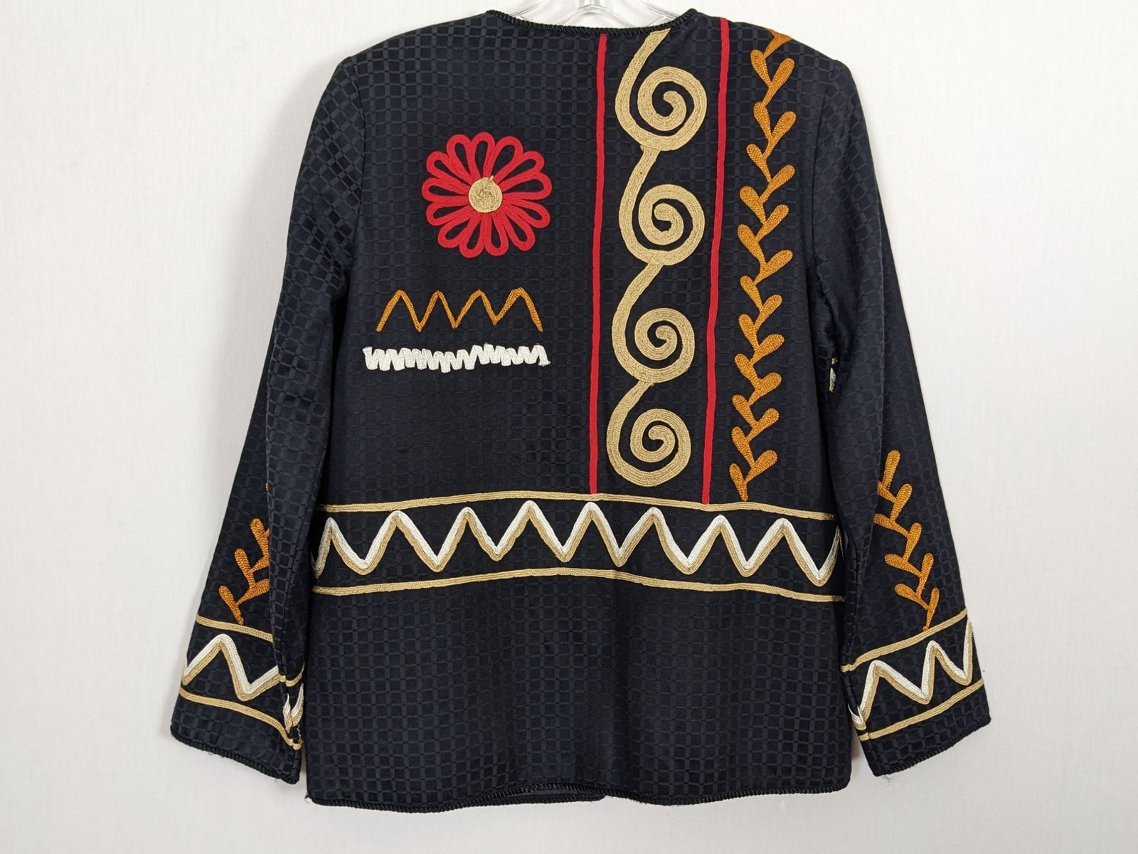 Vintage Alex Kim 90’s long sleeved abstract art black lined black colorful blaze