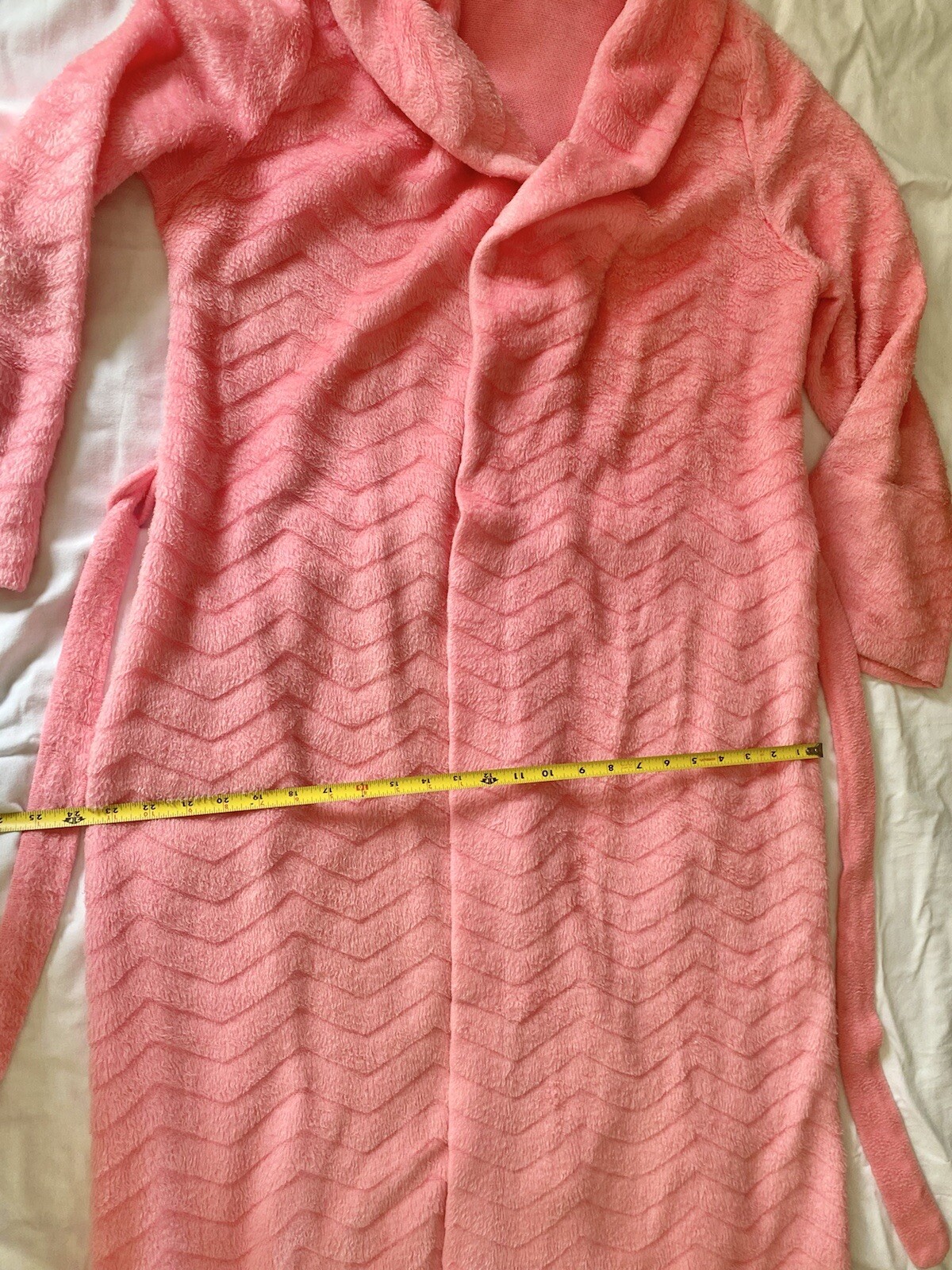 Vintage It’s A Charm Women’s Robe Kimono Long Pink Chevron Textured Medium