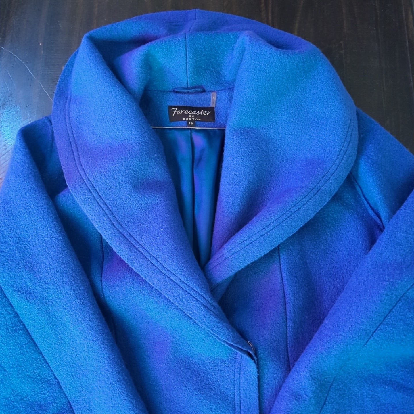 Forecaster Of Boston Coat Blue Wool-Blend Vintage Style Womens Dark Size 18