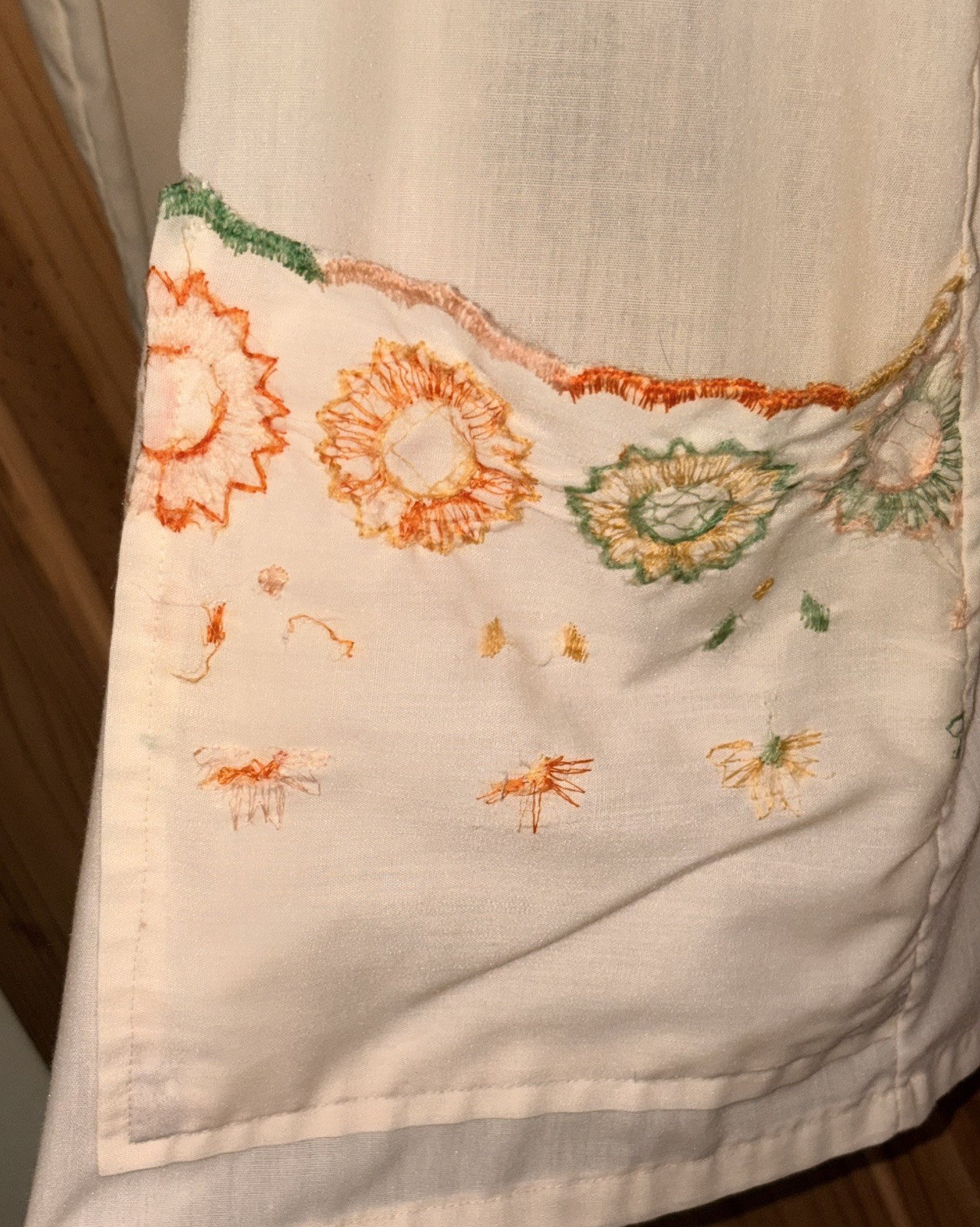 VTG 60S 70S WOMENS FLOWER EMBROIDERED FESTIVAL PRARIE BOHO BABYDOLL Shirt M