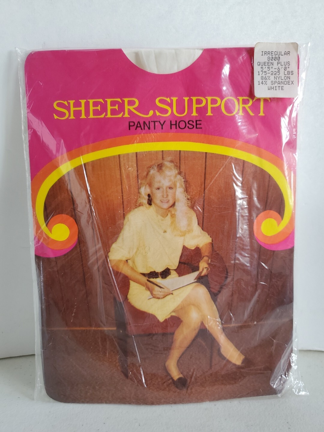 Vtg Sheer Support Panty Hose 1970s Queen Plus Sz 5’5″ to 6’0″ 175-225lbs Nylons
