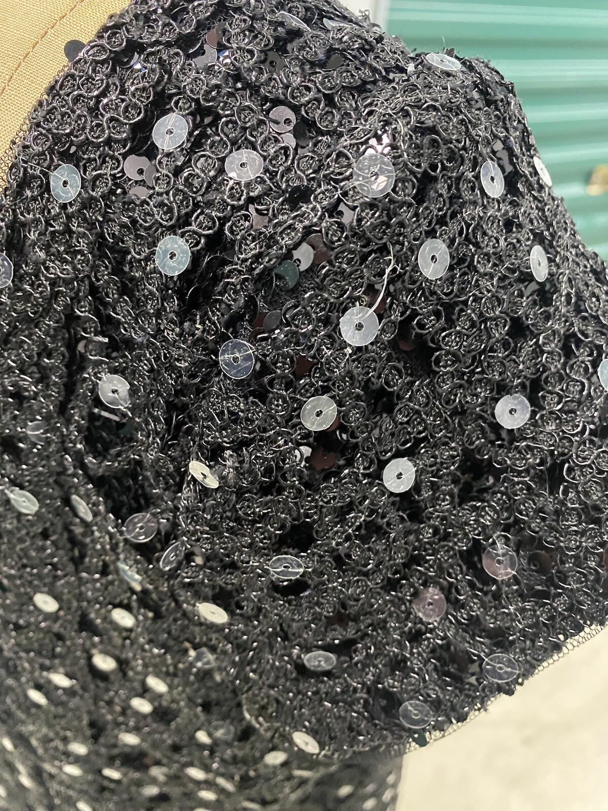 Vintage Adrianna Papell Sequined Black Evening Dress 14W