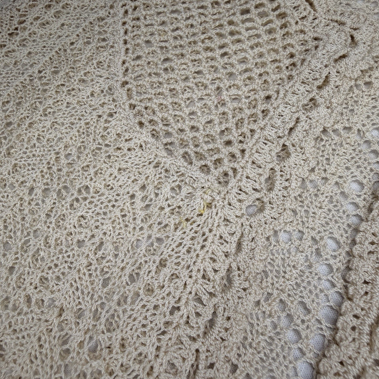 Vintage Handmade Crochet Cardigan Cream Cottagecore Fairycore Lace Top