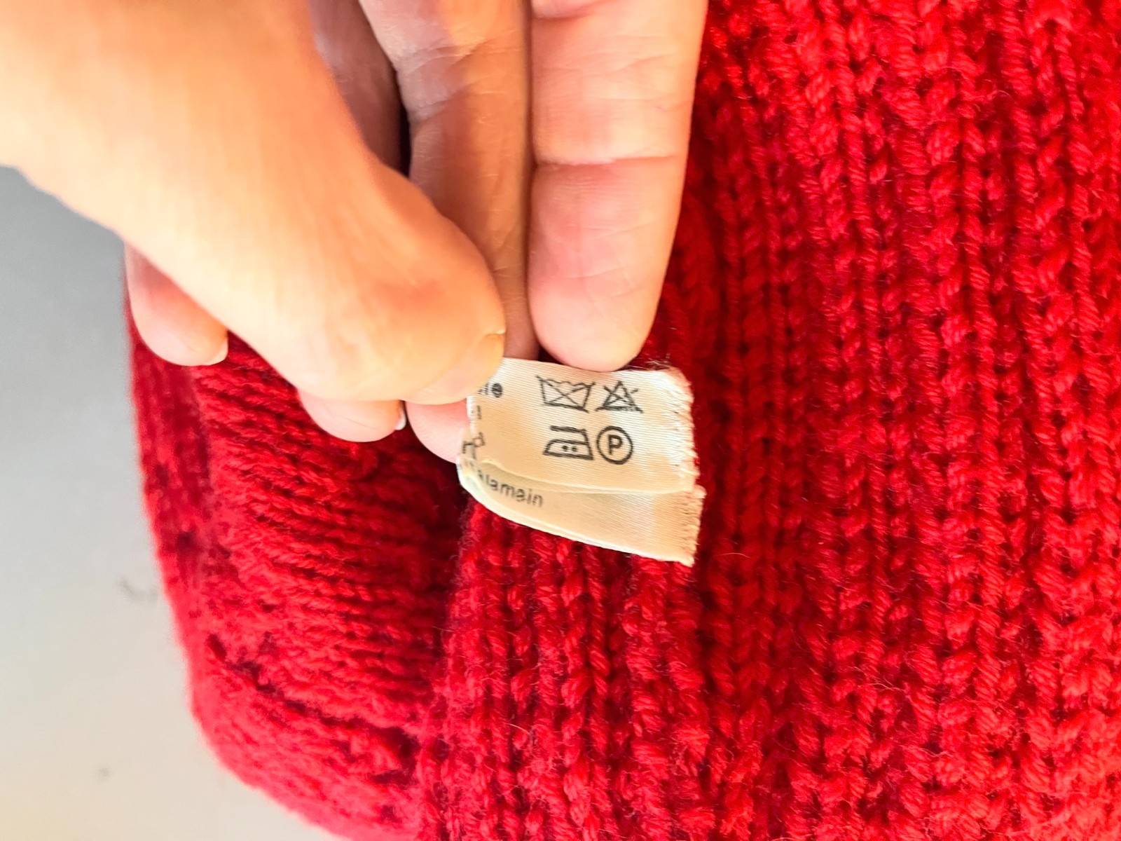 Vintage Gilca Putz Thick Wool Red Cardigan Sweater Pom Poms