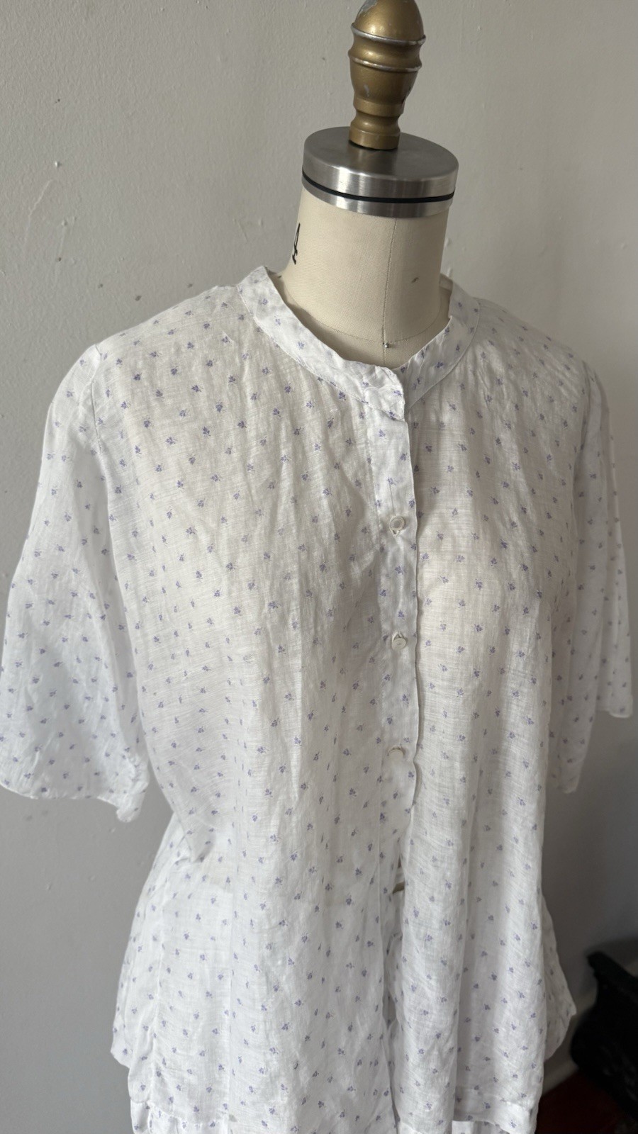 Antique Edwardian Sheer Lavender Sprig Print Cotton 2 Pc. Dress/Skirt Set 1920s