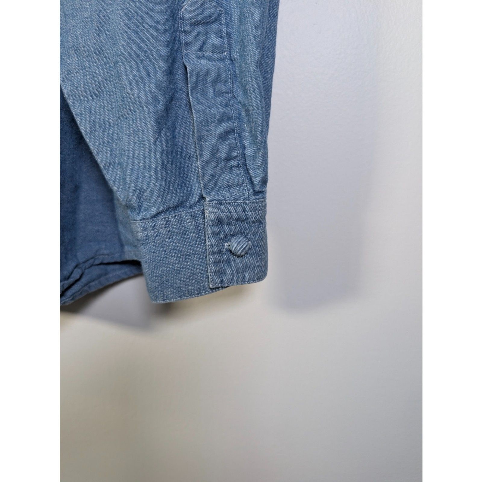 Vintage BellePointe Chambray Shirt Patriotic Star Buttons Americana Cottagecore