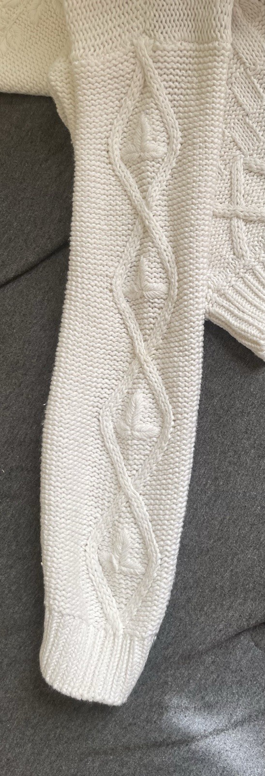 VTG Sugar Co. Ltd. Patchwork Cable Knit Hoodie Sweater In White Sz M