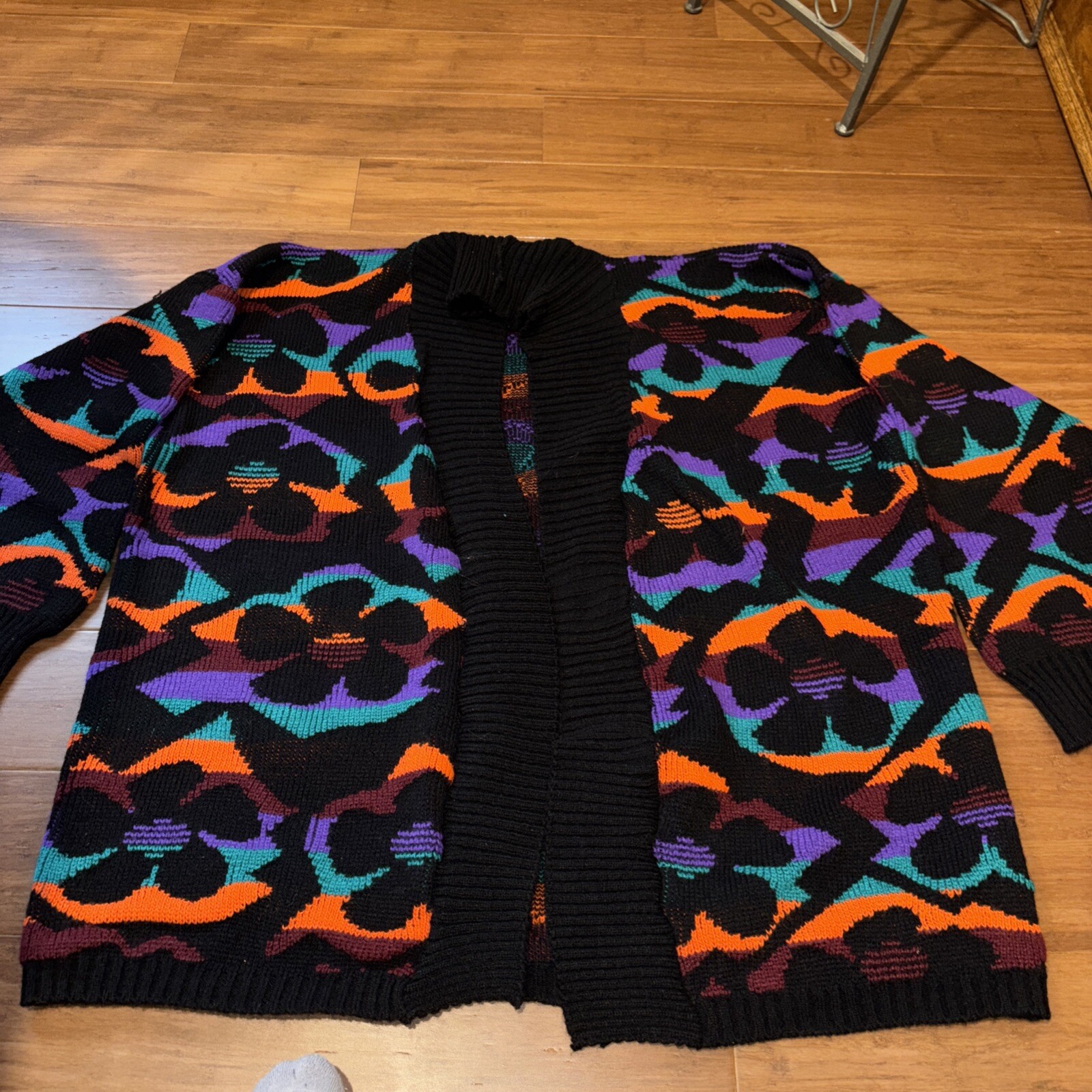 1980’s Donits Womens Totally 80s Cardigan Sweater L/XL Open Cardigan Retro