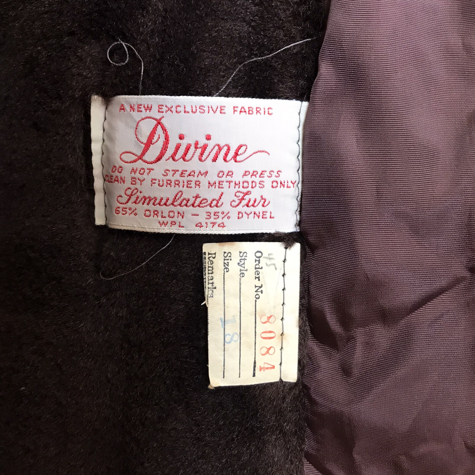 Vintage 1960s Divine Simulated Fur Jacket