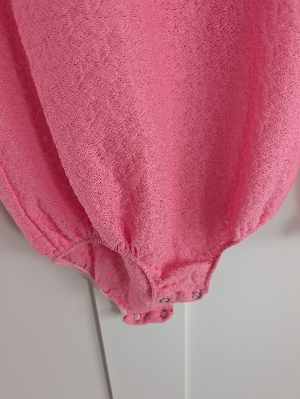 Vintage Pink Ruffle Leotard Blouse Dancer Ballet Sweater Womens M Kawaii 60s 70s
