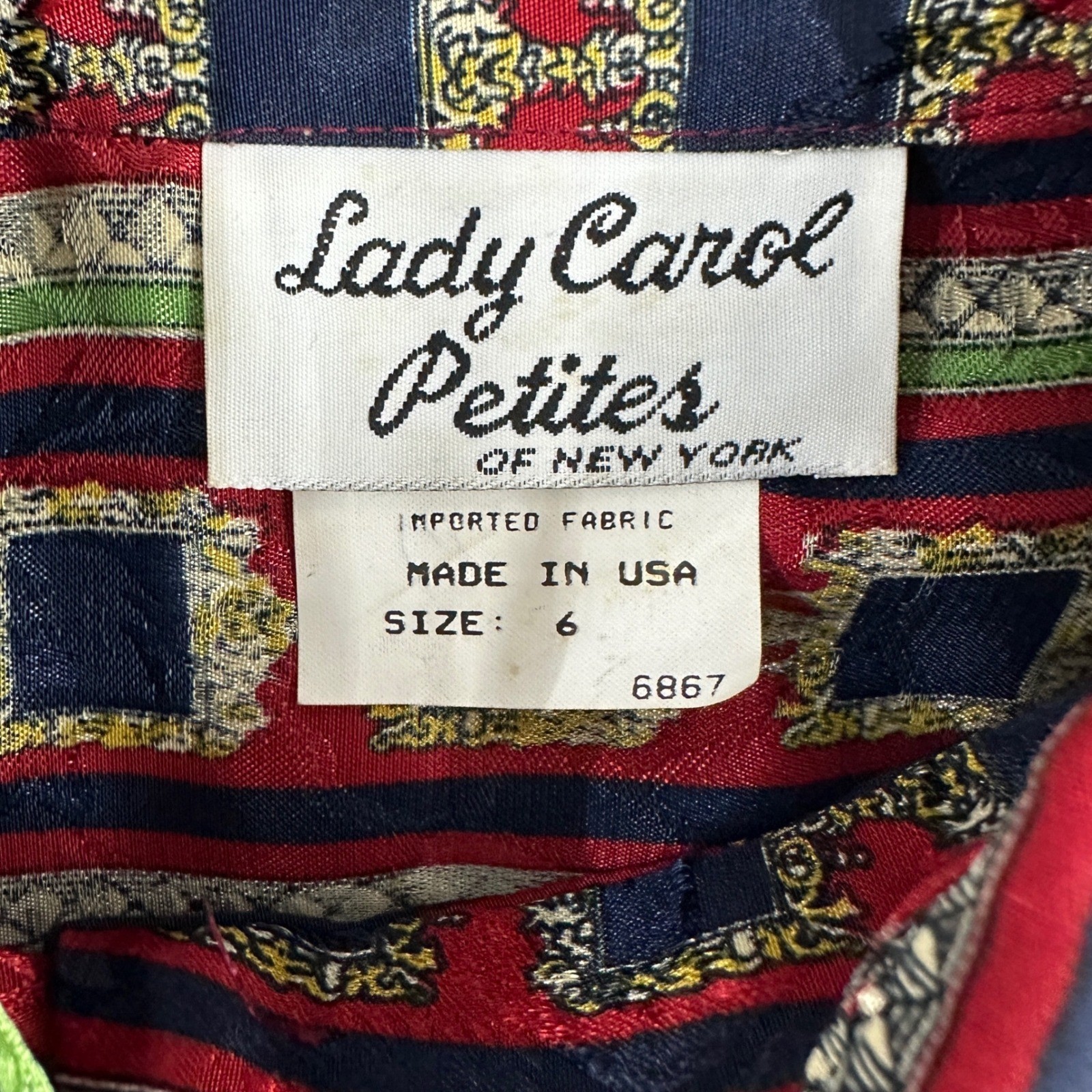 Lady Carol Petites Small Vintage 80s Pleated Midi Dress Red Navy Geometric