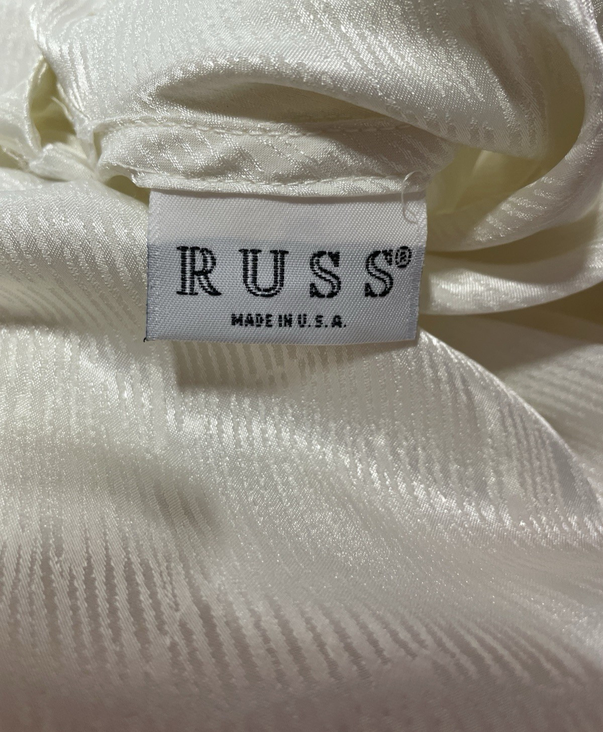 Vintage Russ off white high neck button back long sleeve blouse womens size 14