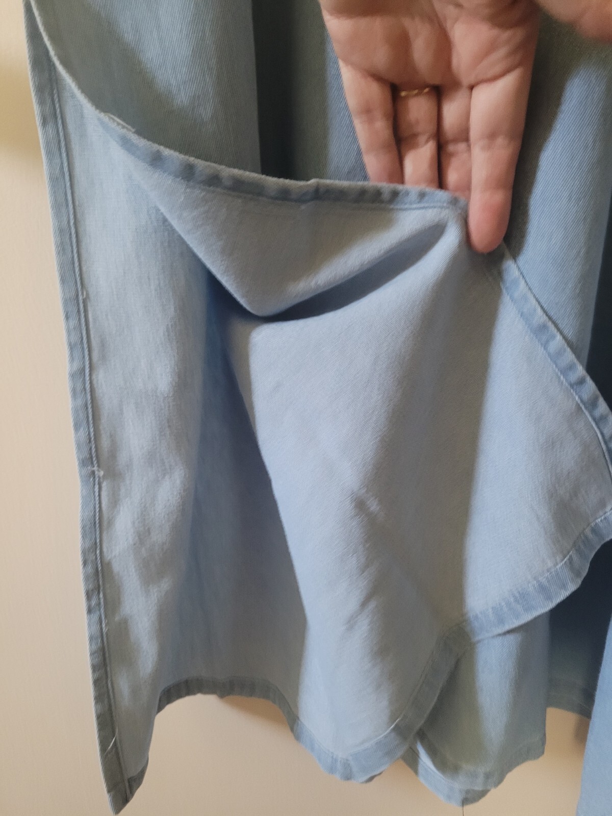 Vtg Sunbelt 80s 90s Sunbelt Denim Dress M Smocked Top Long Skirt Side Slits USA