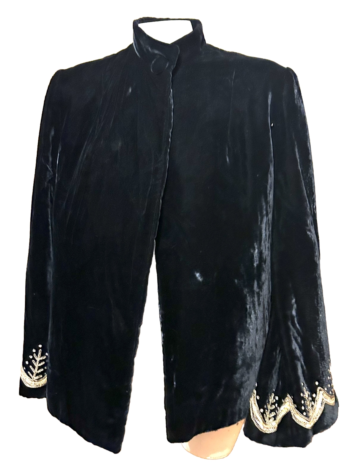 Velvet Helen Memphis Jacket Crushed Black Gold Sequin Silver Victoria Vintage M