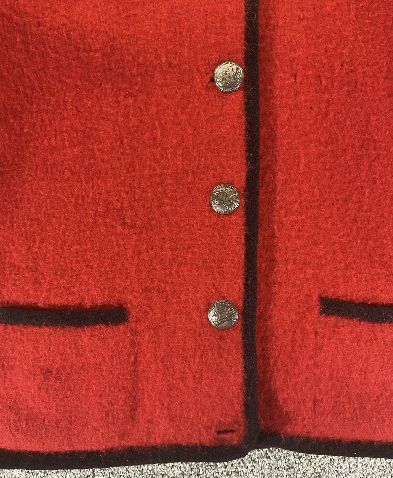 Dachstein Walk-Janker Loden Wool Jacket Red Black Vintage