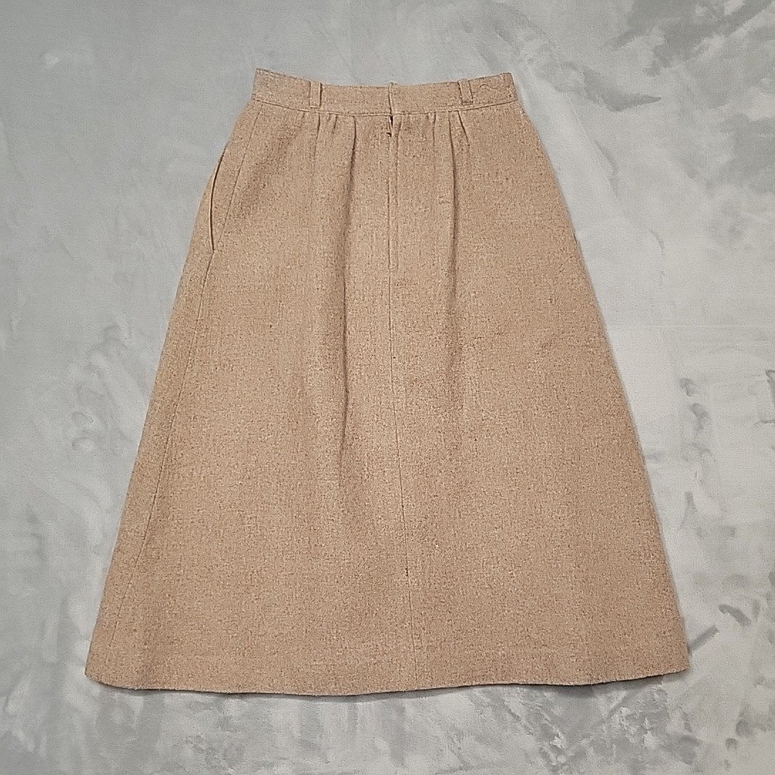 VTG Vino De Casa Skirt Womens 7 Beige Wool Blend A-Line Pleated Made In Japan