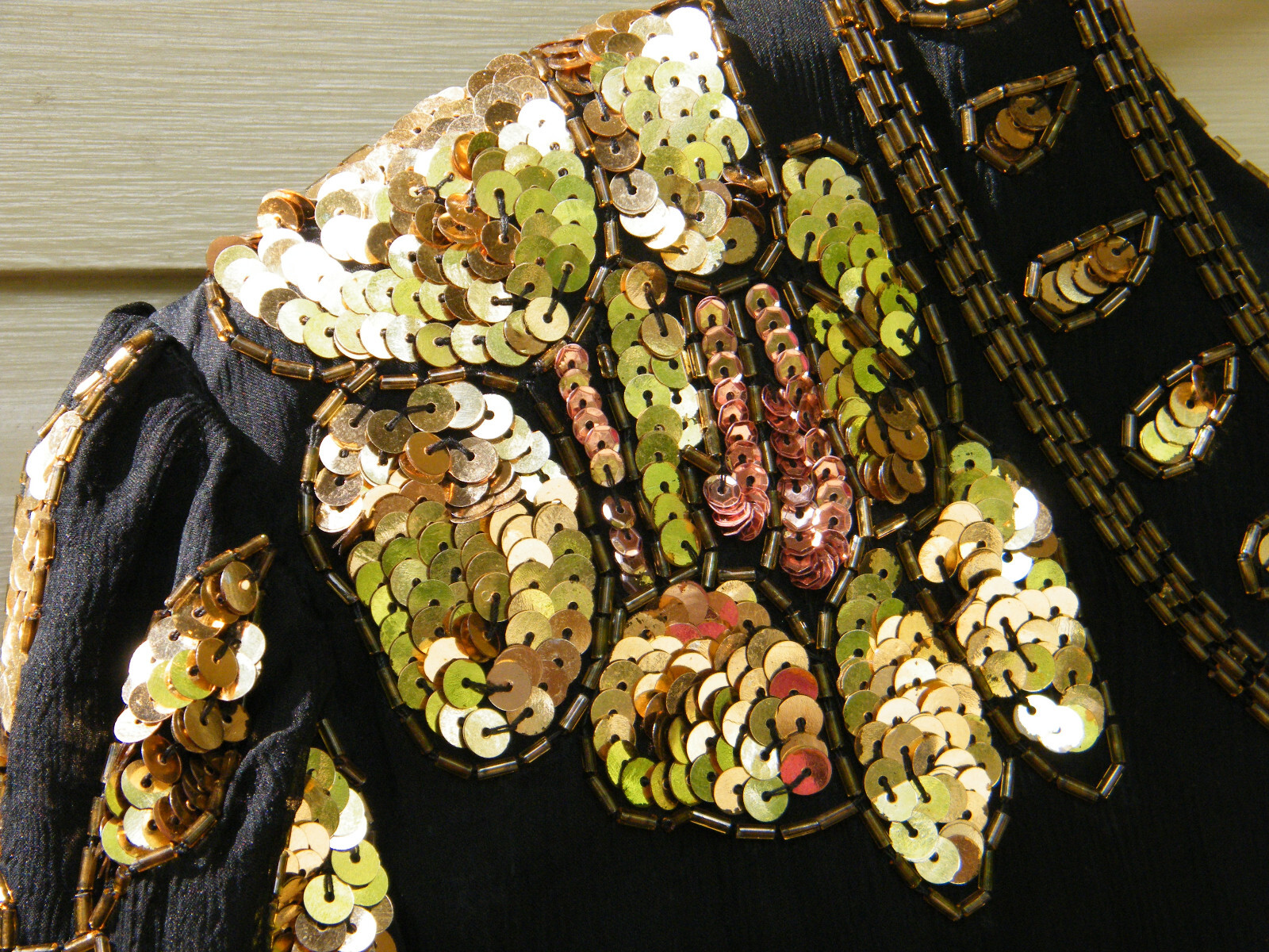 Stenay 100% Silk Black Formal/Evening Blouse w Multi-Color Sequins/Beads Sz 24 W
