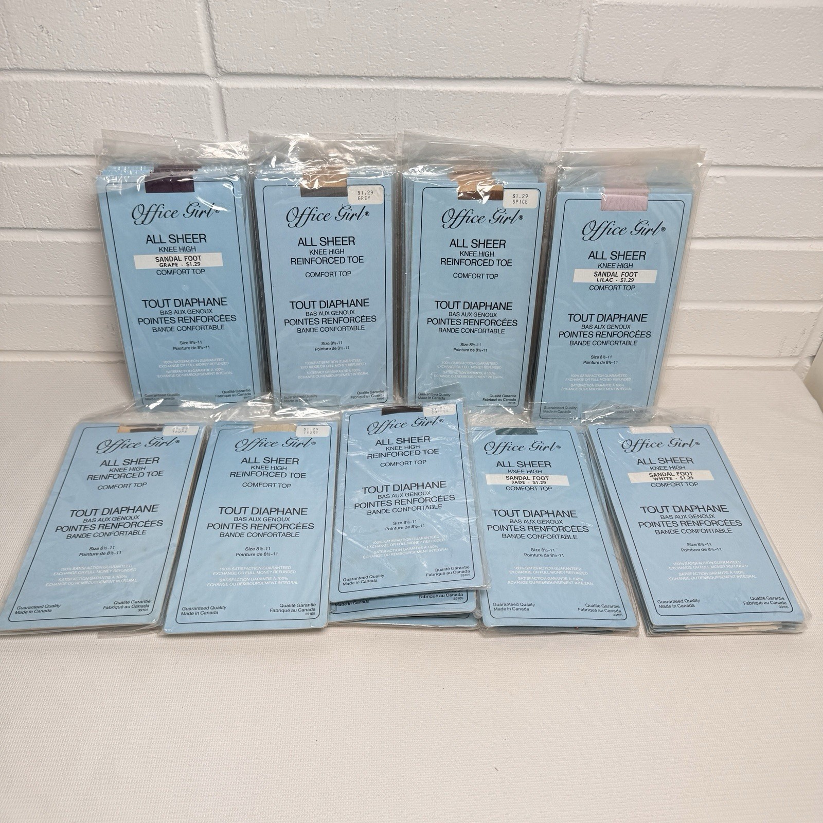 Lot Of 30 Vintage OFFICE GIRL Pantyhose Knee Highs Multiple Color NEW OLD STOCK