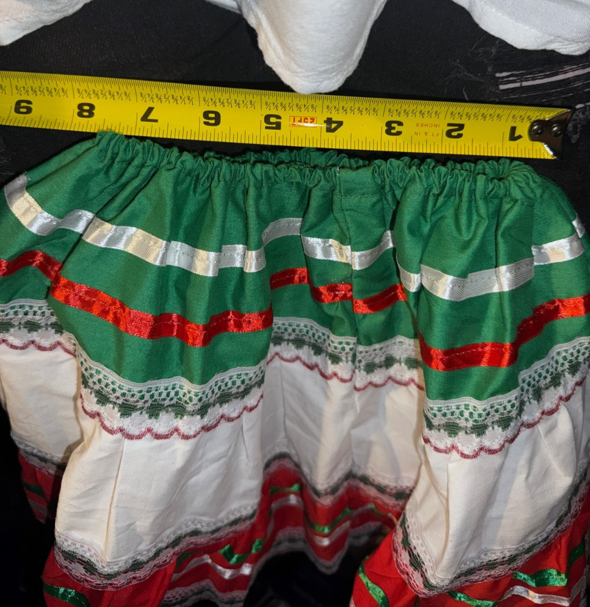 VTG Mexican Festival Full Maxi Skirt Embroidered, Lace, ribbon design Girls NWOT