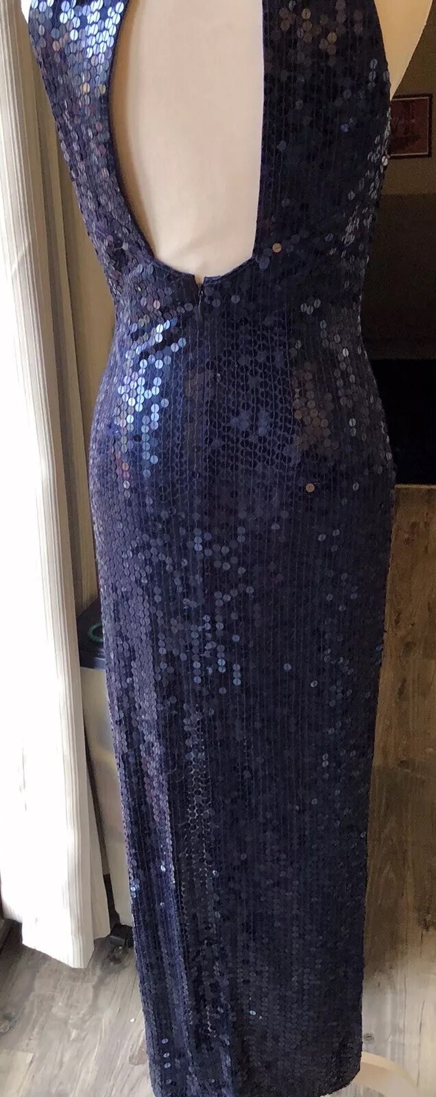 Lillie Rubin Exclusive Heavy Blue Mermaid Shimmer Sequin Beaded Dress VTG Size 2