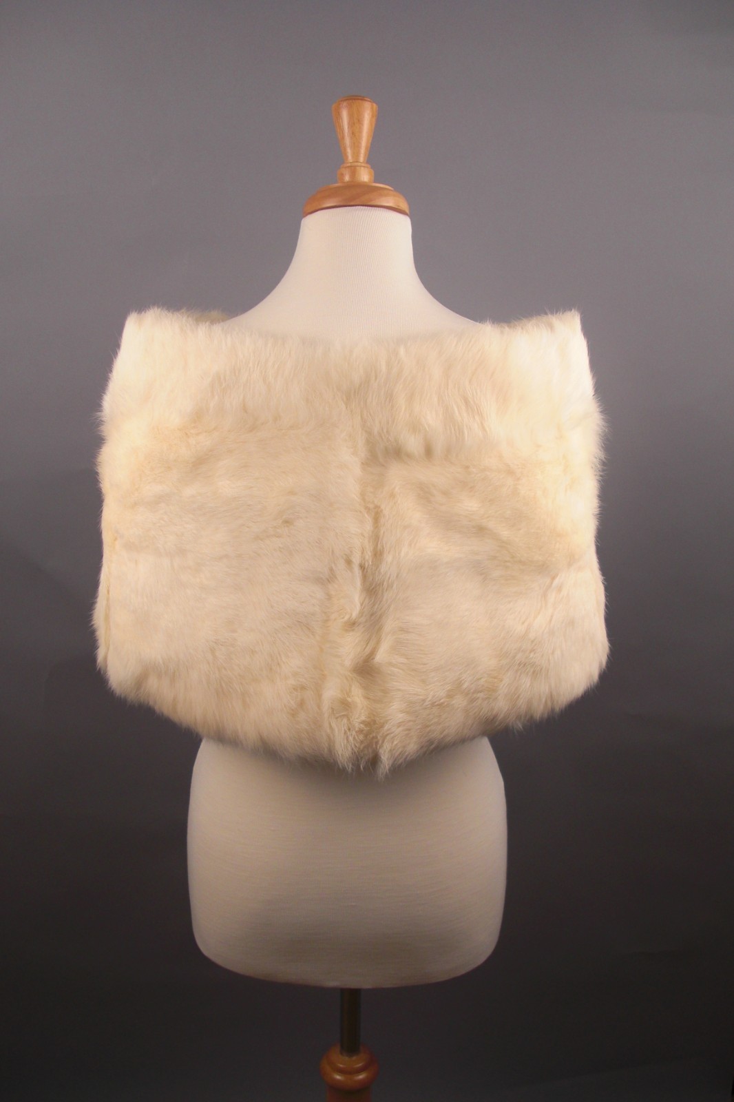 WHITE STOLE 'Princess’ Ivory Rabbit Fur Bridal Shawl | Classic Retro Glamour (S)